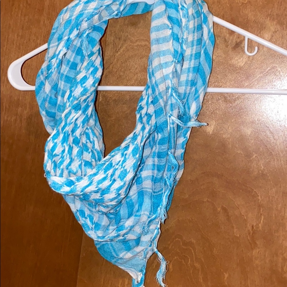 blue checkered scarf